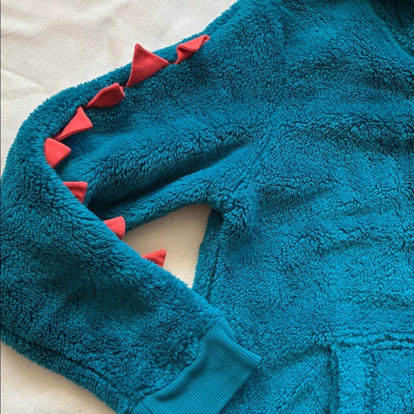 Hanna Andersson Teal Fleece dinosaur character zip suit kids size large - Picture 2 of 9